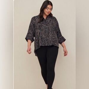 Torrid 3 Kimono Top Zebra Print NWT 3/4 Sleeve Chiffon Button Up Hi Low Size 3x